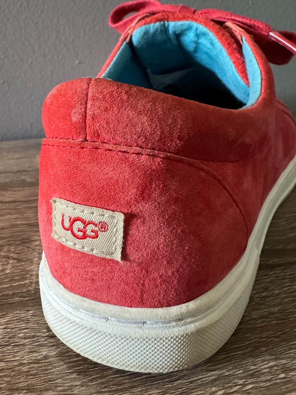 UGG Red Suede Casual Lace-Up Sneakers - Picture 3 of 5
